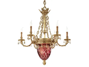 EDGARD 4300/6+3-SH - Shaded gold plated chandelier with Schoeler crystals _ Possoni Illuminazione